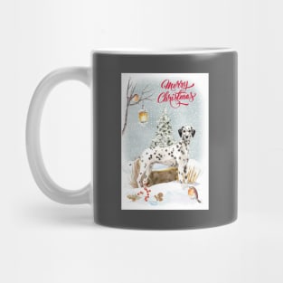 Cute Dalmatian Merry Christmas Santa Dog Mug